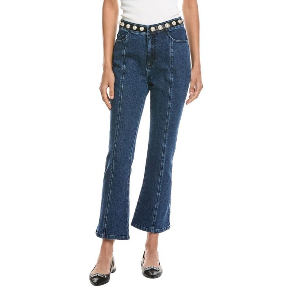 Cinq À Sept Womens  Pearl Embellished Shannon Pant, Blue
